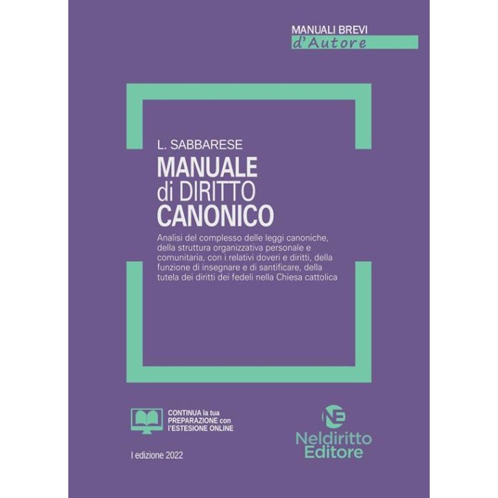 Manuale di diritto ecclesiastico canonico 2022 sabbarese neldiritto Manuale di diritto ecclesiastico canonico 2022 sabbarese neldiritto
