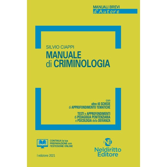 Manuale di criminologia 2021 ciappi silvio neldiritto editore