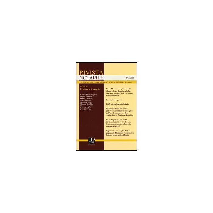 Rivista Notarile (2013) -  - Dike Giuridica Editrice - 9788858201992