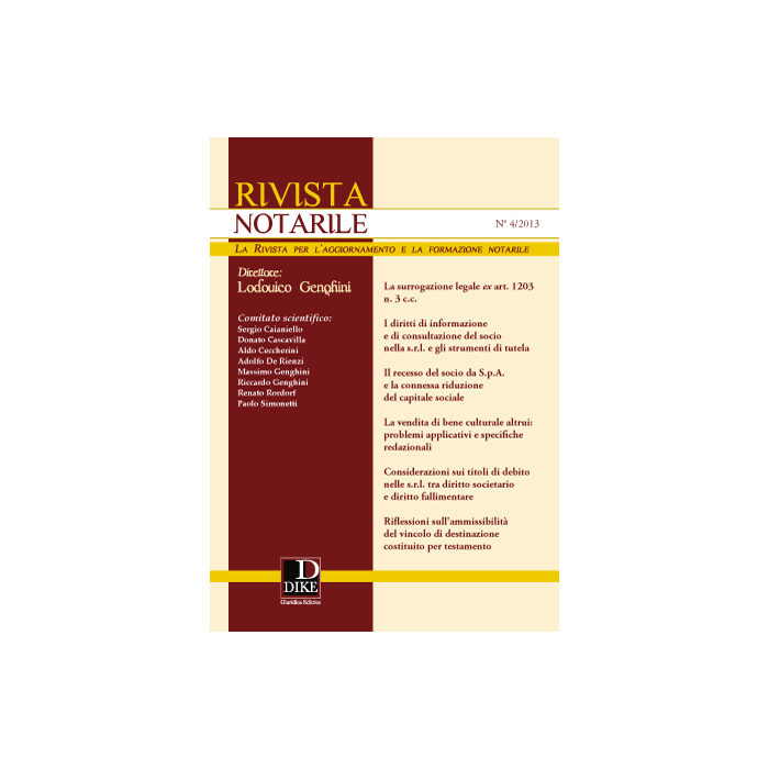 Rivista Notarile (2013) -  - Dike Giuridica Editrice - 9788858202746