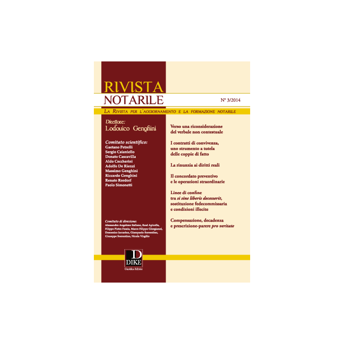 Rivista Notarile (2014) -  - Dike Giuridica Editrice - 9788858203583
