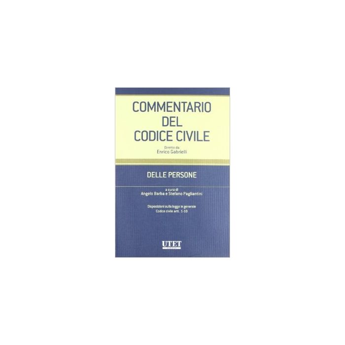 Commentario Del Codice Civile Delle Persone - Pagliantini S. ; Barba  - Utet Giuridica - 9788859808237