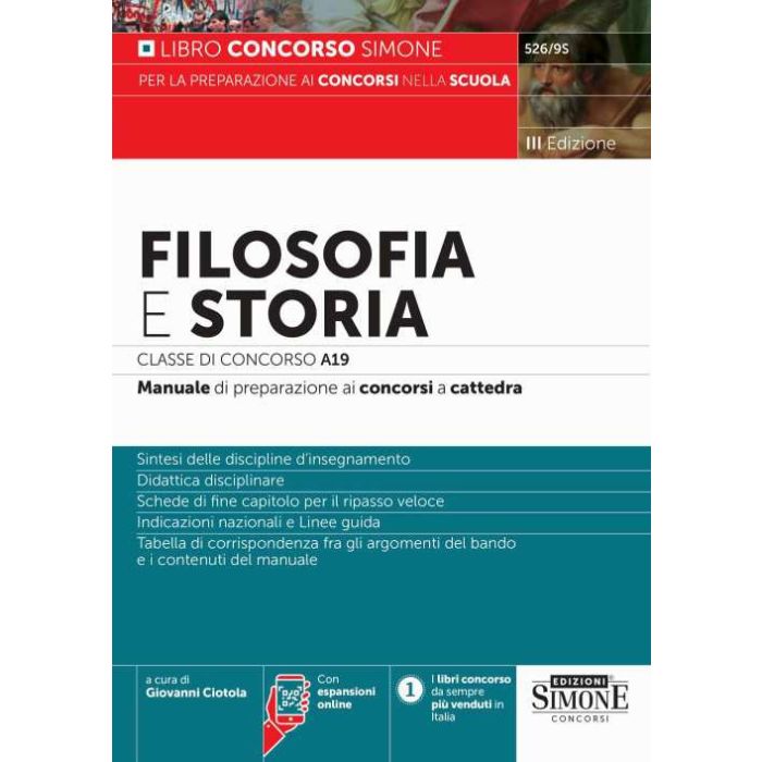 Concorso Suola Filosofia e storia classe a19 manuale preparazione simone 2024