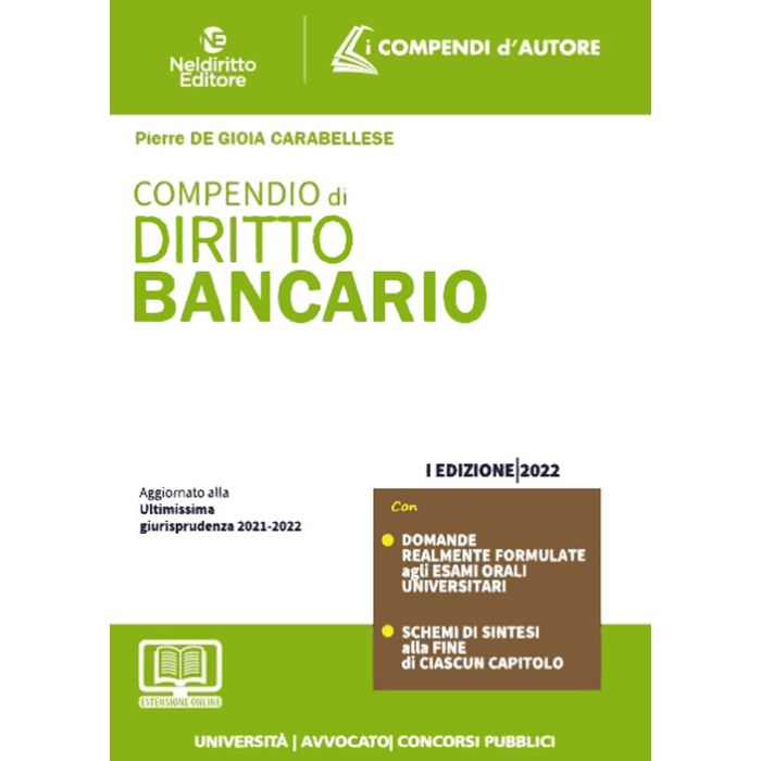 COMPENDIO DI DIRITTO BANCARIO 2022 2023 NELDIRITTO COMPENDIO DI DIRITTO BANCARIO 2022 2023 NELDIRITTO