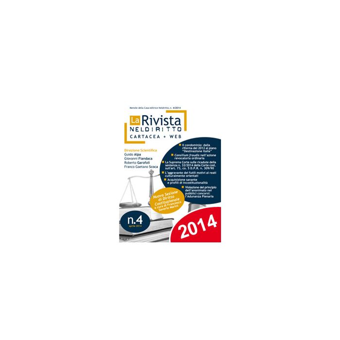La Rivista Di Neldiritto - Numero 4/2014 - Neldiritto.it - 9788866573678 La Rivista Di Neldiritto - Numero 4/2014 - Neldiritto.it - 9788866573678
