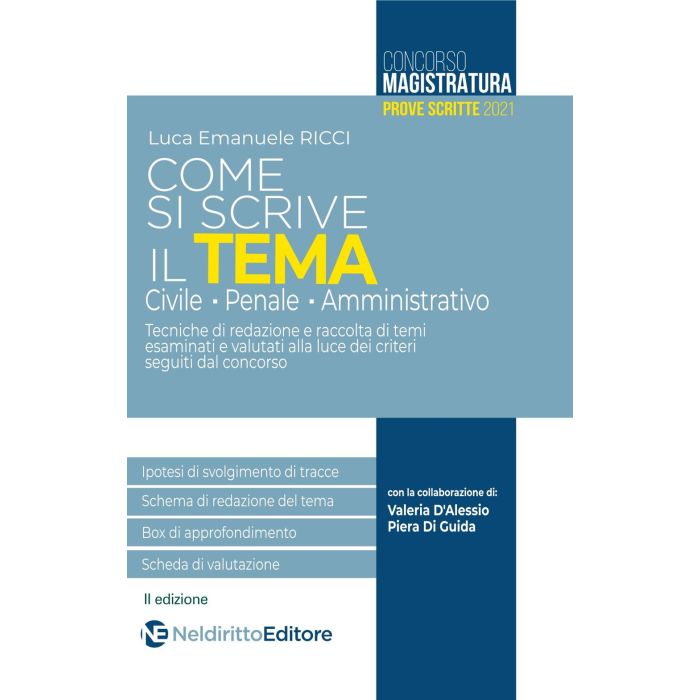 Come si scrive il tema civile penale amministrativo neldiritto editore