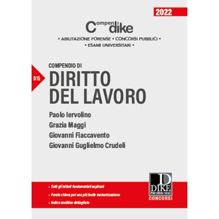 Compendio diritto del lavoro 2022 dike iervolino maggi caringella Compendio diritto del lavoro 2022 dike iervolino maggi caringella