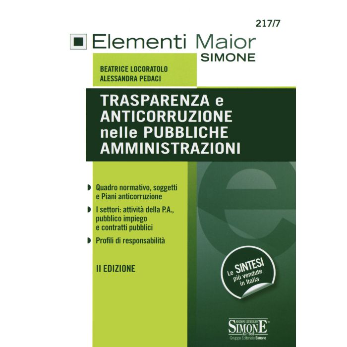 Elementi Maior Trasparenza e anticorruzione nelle pubbliche amministrazioni 2020 Simone edizioni giuridiche Elementi Maior Trasparenza e anticorruzione nelle pubbliche amministrazioni 2020 Simone edizioni giuridiche