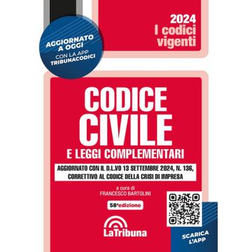 Codice civile e leggi complementari ott-2024. Aggiornato con il D. L.vo 13 settembre 2024, n. 136, correttivo al codice della crisi d'impresa. - 58/ed. (Codici Vigenti)