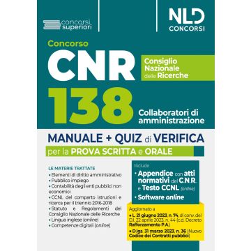 Concorso CNR Consiglio Nazionale delle Ricerche. Manuale + Quiz di verifica 138 Collaboratori di amministrazione