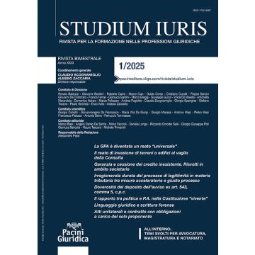 Studium iuris. Rivista per la formazione delle professioni giuridiche (2025). Vol. 1