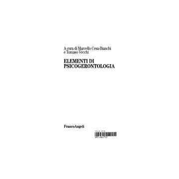 Elementi Di Psicogerontologia - Vecchi; Cesa-bianchi - Franco Angeli - 9788846409089