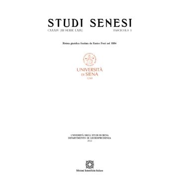 Studi senesi. Rivista giuridica (2022). Vol. 1