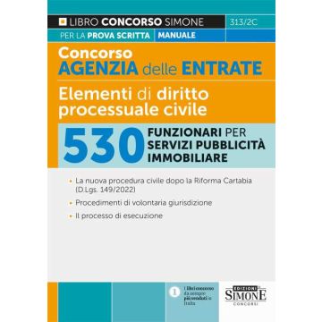 Concorso Agenzia delle Entrate 2023. Elementi di diritto processuale civile. 530 funzionari per servizi pubblicità immobiliare