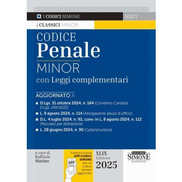 Codice Penale. Leggi complementari. 2024/2025 (Codici Minor)