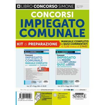 Concorsi impiegato comunale. Kit di preparazione. Manuale completo + Quiz commentati. Con simulazione online - 2024 Simone