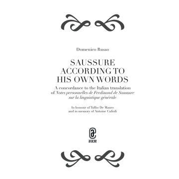 Saussure according to his own words. A concordance to the italian translation of Notes personnelles de Ferdinand de Saussure sur la linguistique générale
