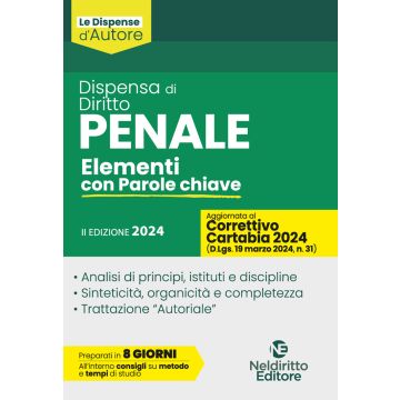 Dispensa di diritto penale. Elementi con parole chiave 2024. Aggiornato al Decreto Correttivo della Riforma Cartabia - Neldiritto