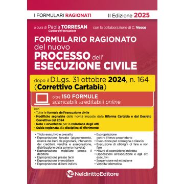 Formulario della esecuzione civile 2025 aggiornato al Decreto correttivo Cartabia 2024 D.Lgs. 31 ottobre 2024, n. 164