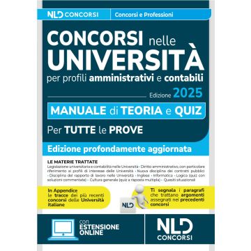 Concorsi università. Manuale per i concorsi per profili amministrativi e contabili con Teoria + quiz 2025. Con raccolta di tracce e Omino segnatraccia. Nuova ediz. Con software di simulazione