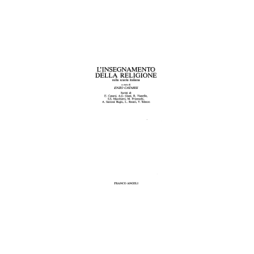 L' Insegnamento Della Religione Nella Scuola Italiana  - Catarsi - Franco Angeli - 9788820434083