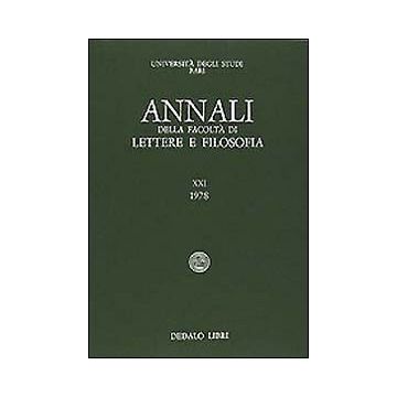Annali della facoltà lettere e filosofia Università di Bari. Vol. 11