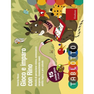 Gioco e imparo con Rino. Attività di percezione visiva, conoscenza corporea, riconoscimento suoni, abilità logica e pre-calcolo. Con 15 schede gioco 4-6 anni