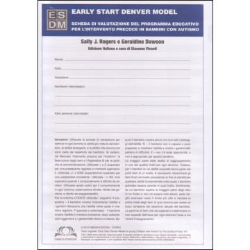 ESDM Early Start Denver Model - Scheda di Valutazione del programma educativo per l'Intervento precoce in bambini con Autismo.